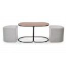 Комплект HALMAR PAMPA (стол журнальный + 2 пуфа) орех/черный, серый